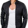 Men's Quilted Black Leather Jacket