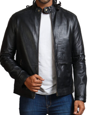Men's Classic Black Faux Leather Jacket