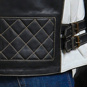 Black And White Quilted Biker Jacket