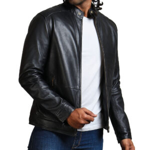 Men's Classic Black Faux Leather Jacket