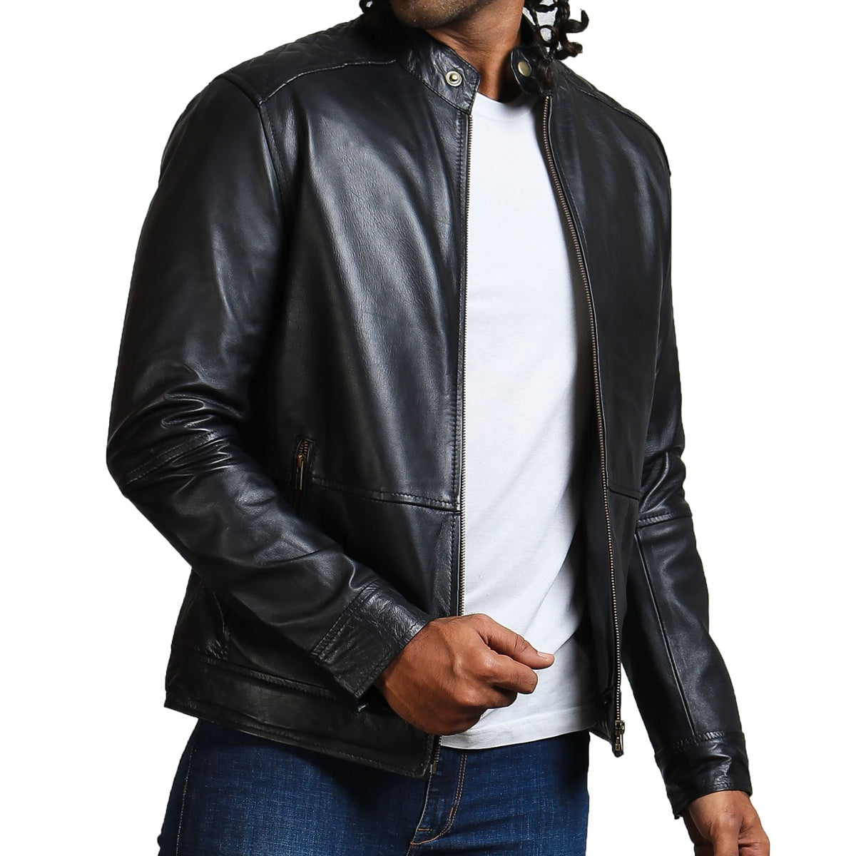 Men's Classic Black Faux Leather Jacket