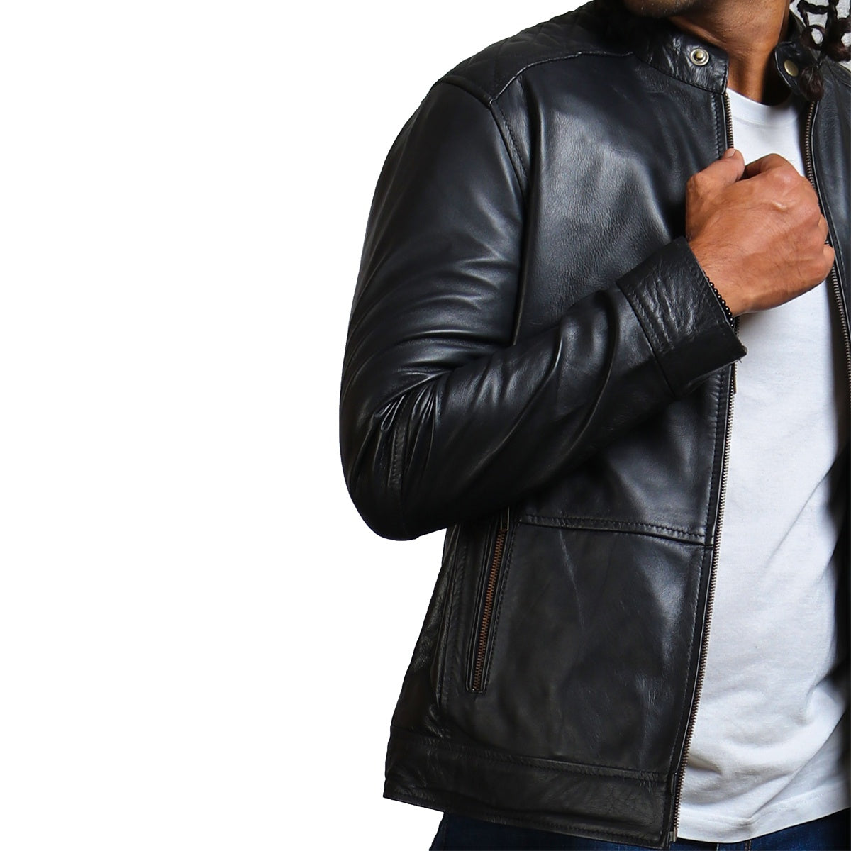 Men's Classic Black Faux Leather Jacket