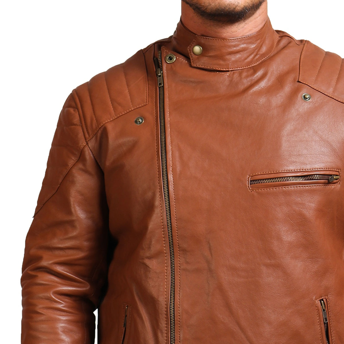 Men's Brown Faux Leather Jacket
