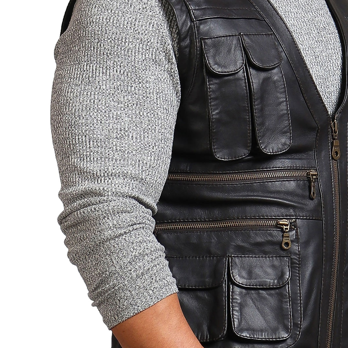 Men's Biker Black Leather Vest