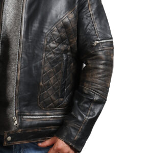 Men's Distressed Skull Leather Jacket
