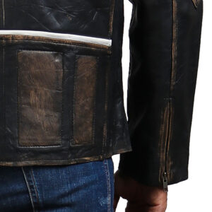 Distressed Black And White Striped Jacket