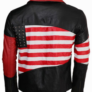 American Flag Leather Jacket with Stars and Stripes