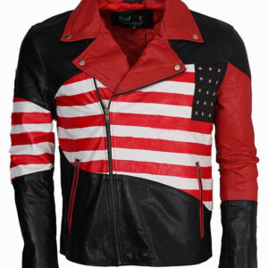 American Flag Leather Jacket with Stars and Stripes