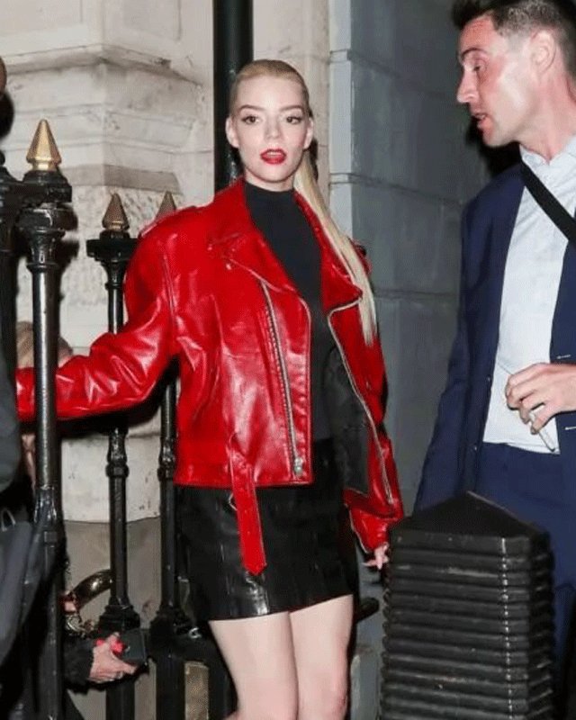 Anya Taylor-Joy Red Leather Jacket