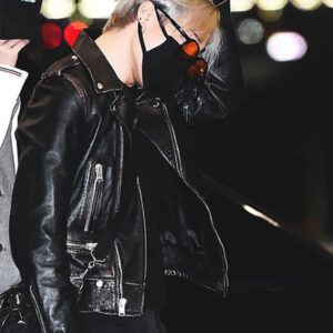 BTS Jimin Black Leather Jacket