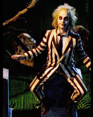 Beetlejuice Halloween Costume Black and White Suit