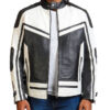 Black And White Quilted Biker Jacket