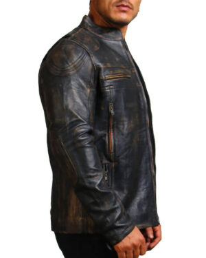 Vintage Distressed Biker Leather Jacket