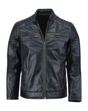 Black Café Racer Leather Jacket