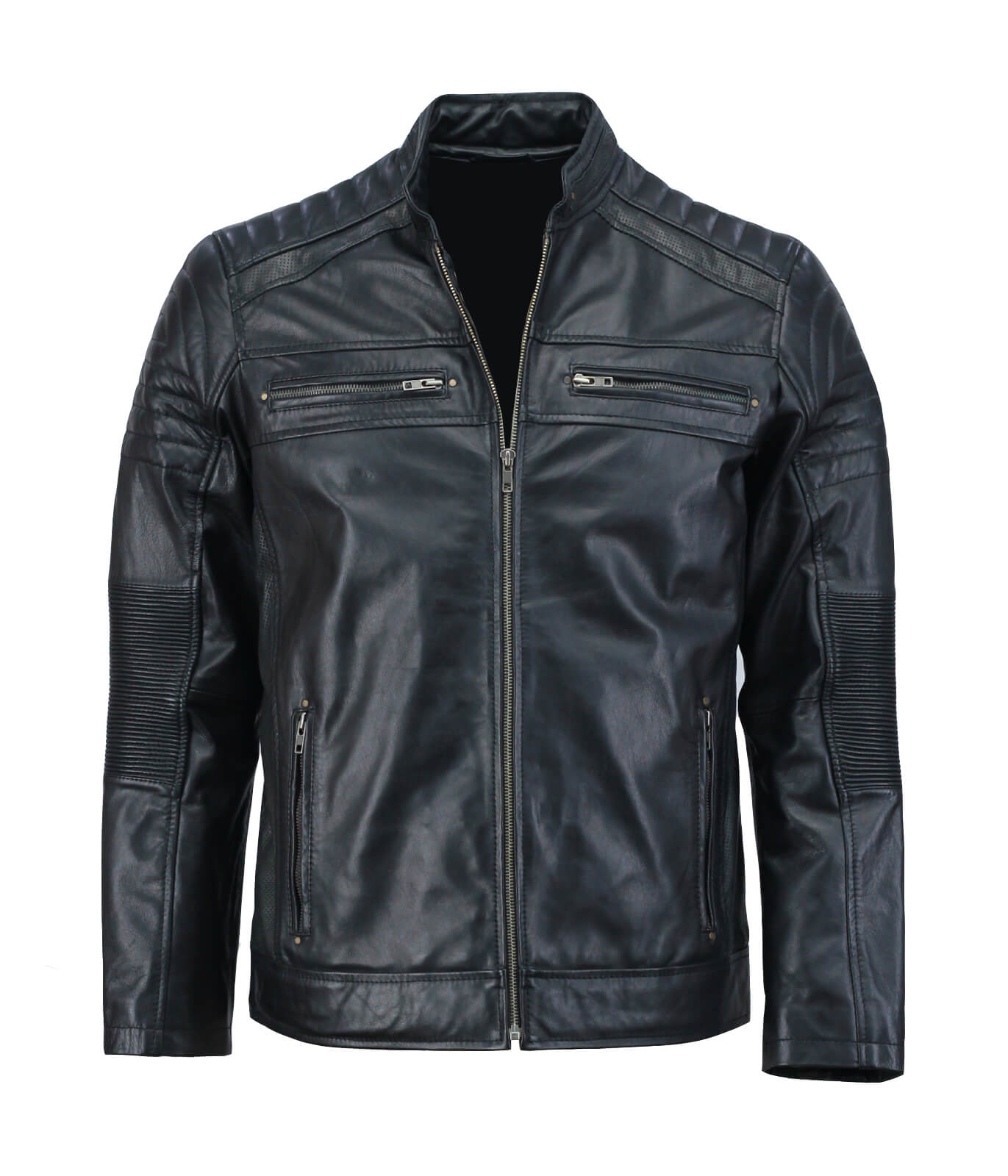 Black Café Racer Leather Jacket