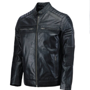 Black Café Racer Leather Jacket