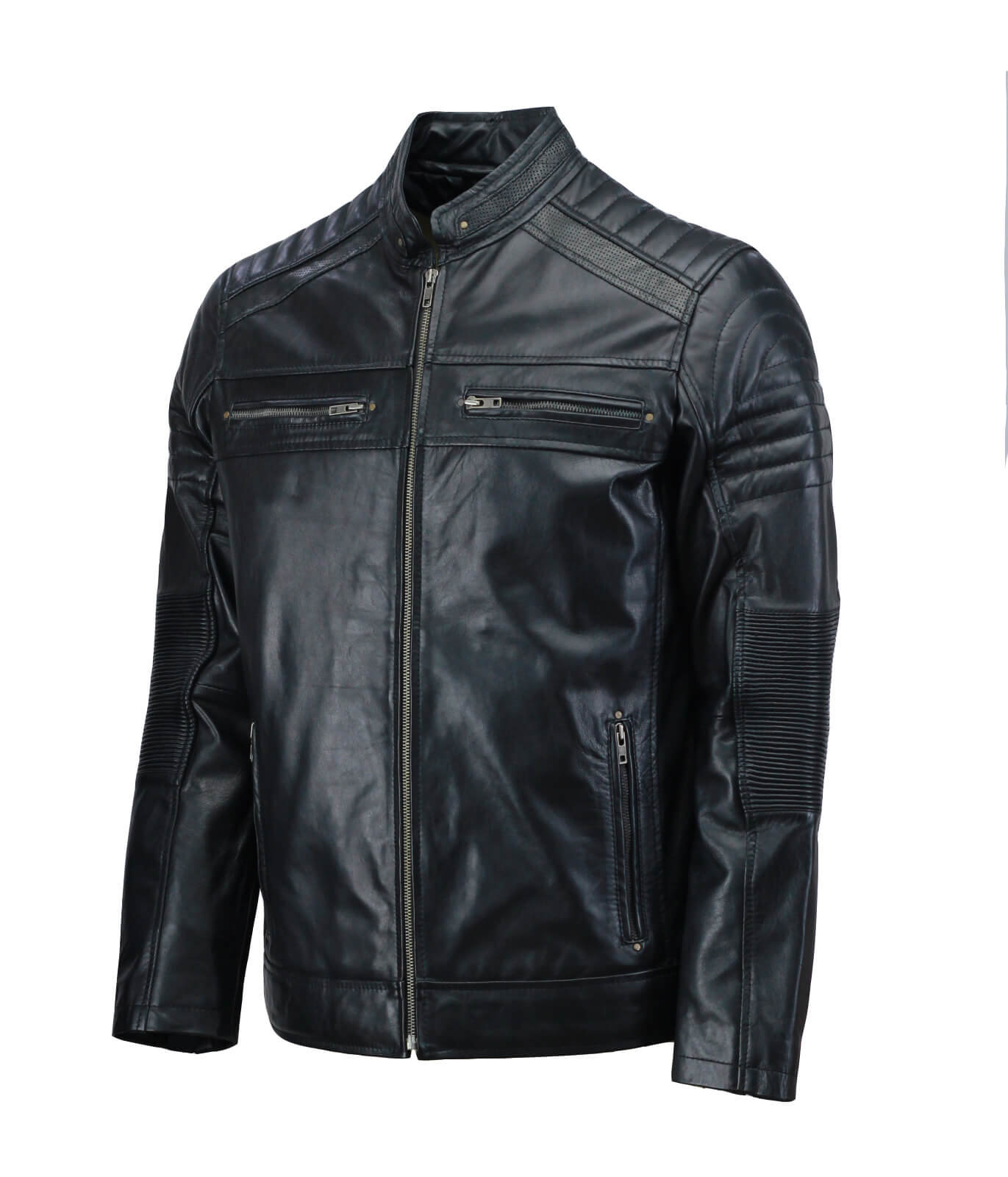 Black Café Racer Leather Jacket