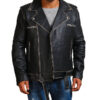 Distressed Black  Motorcycle Leather Jacket