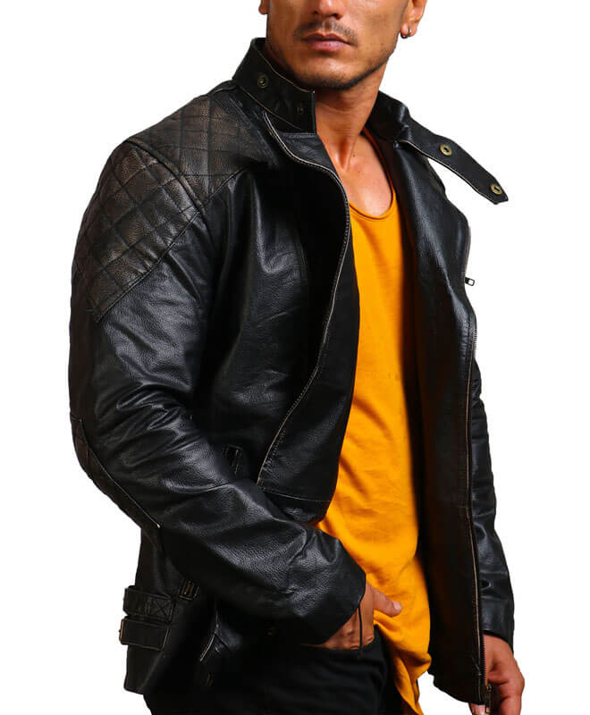 Skull and Bones Black Motorcycle Jacket