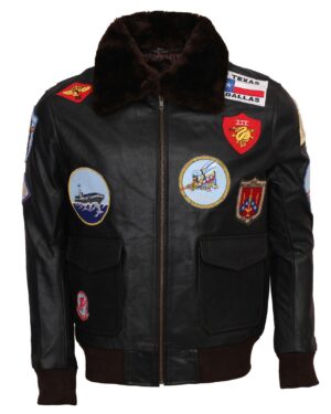 Mens Aviator Jacket Genuine Leather Bomber Jacket