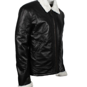 Men’s Winter Shearling Black Leather Jacket