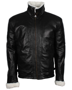 Men’s Winter Shearling Black Leather Jacket