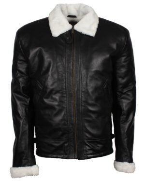 Men’s Winter Shearling Black Leather Jacket