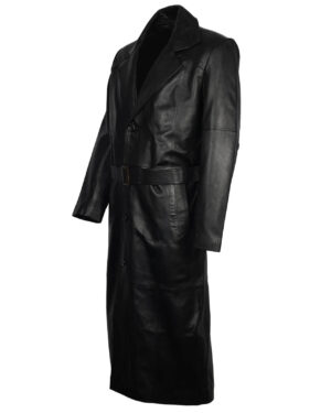 Men’s Sheepskin Black Long Trench Coat