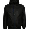 Black and Blue Bomber Jacket with Hood