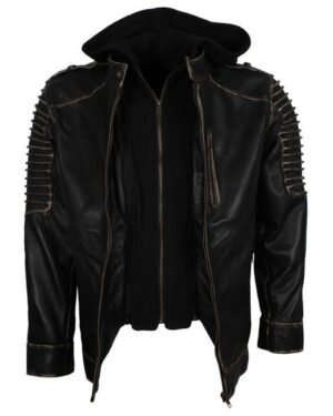 Men's Black Hooded Killing Joke Scarecrow Genuine Leather Jacket