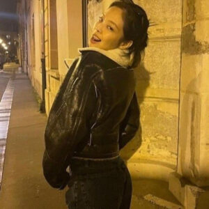 Blackpink Jennie Cropped Shearling Leather Jacket