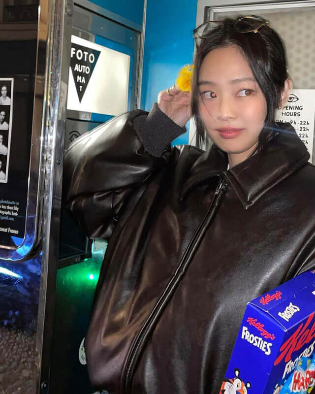 Blackpink Jennie Brown Bomber Leather Jacket