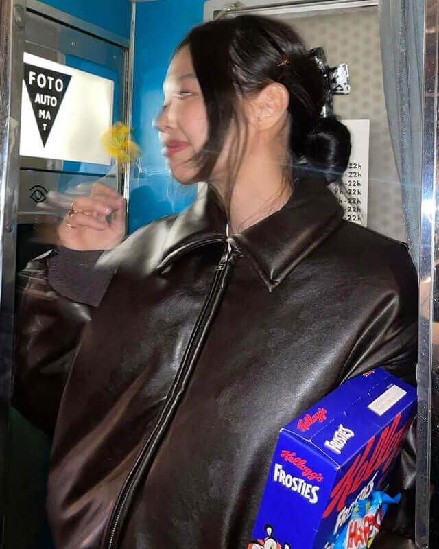 Blackpink Jennie Brown Bomber Leather Jacket