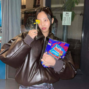 Blackpink Jennie Brown Bomber Leather Jacket