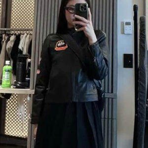 Blackpink Jennie Kim Black Leather Jacket