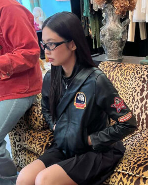 Blackpink Jennie Kim Black Leather Jacket