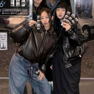 Blackpink Jennie Brown Bomber Leather Jacket