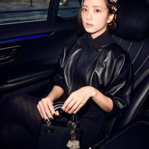 Blackpink Jisoo Cropped Black Leather Jacket