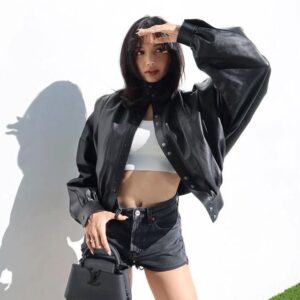 Blackpink Lisa Black Leather Jacket