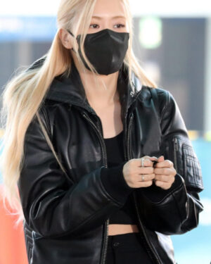 K-pop Fashion Blackpink Rose Bomber Leather Jacket Women