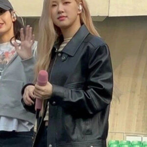 Blackpink Rose Black Leather Jacket
