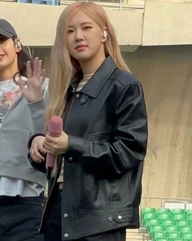 Blackpink Rose Black Leather Jacket