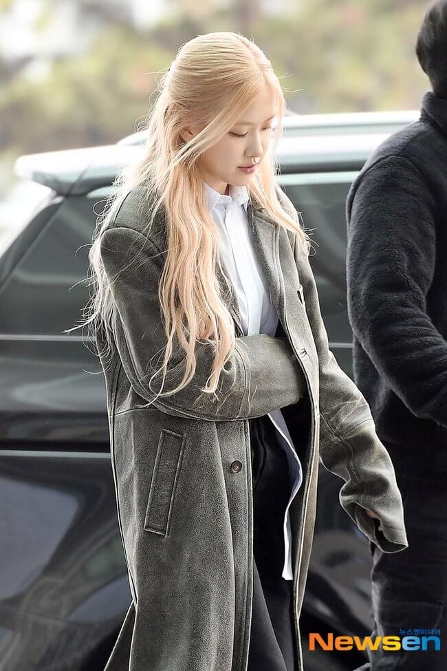 Blackpink Rose Distressed Oversized Leather Coat Women