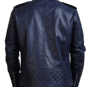 Blue Motorcycle Genuine Leather Jacket