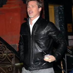 Brad Pitt Wolves Black Leather Jacket