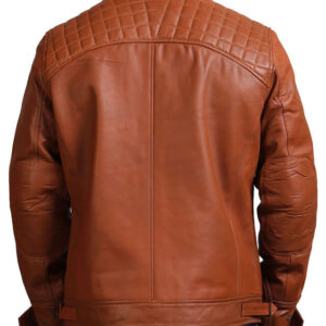Brown Quilted Shoulders Leather Jacket