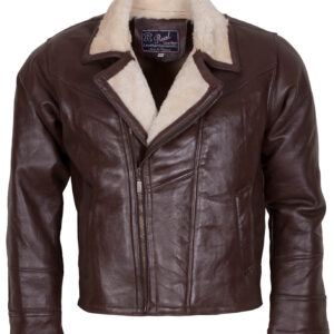 Dark Brown Motorcycle Shearling Leather Jacket