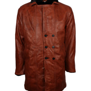 Men’s Brown Vintage Leather Shearling Coat