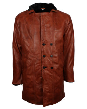 Men’s Brown Vintage Leather Shearling Coat