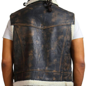 Brown Leather Vest with Fur Lining